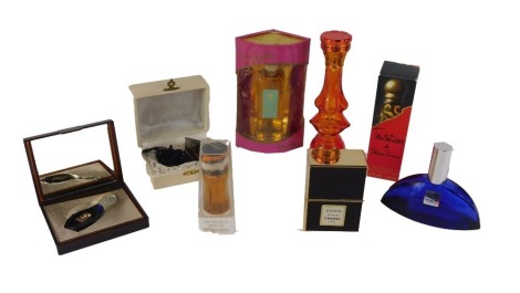 A quantity of partially used perfumes, comprising Heart Nell London, Temptations by Palsha Picasso, My Mood in Pur de Tigeress, Dalmania, Soide Paris, Coco Chanel, etc. (8)