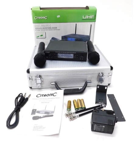 A Citronic MU26H wireless microphone system, in original box and packaging.