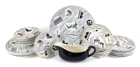 A collection of Ridgway pottery Home Maker ceramics, comprising five dinner plates, gravy boat, eight side plates, three saucers, and four breakfast bowls.