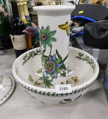 A Portmeirion Botanic Garden pattern fruit bowl and stem vase.