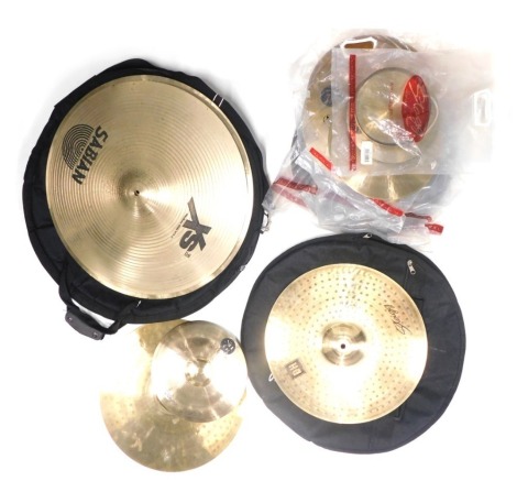 A quantity of Stagg, XS Sabian, and other drum symbols.