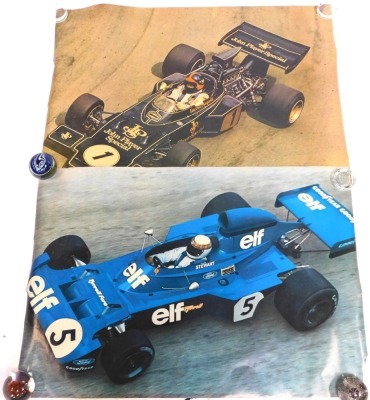 Four motor racing prints, unframed. - 2