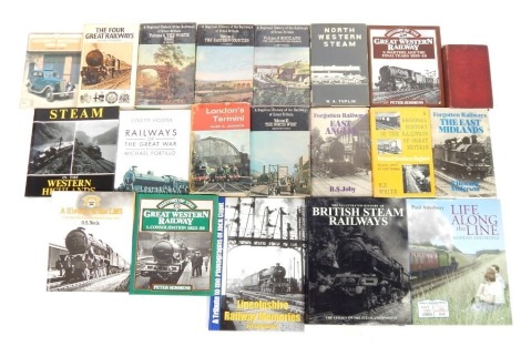 Locomotive related books, to include Ross (David) The Illustrated History of Steam Railways, A History of the LMS, various volumes, Atterbury (Paul) Life Along the Line, Jackson (Alan A) London's Termini, steam engine related books, Narrow Gauge Railway, 