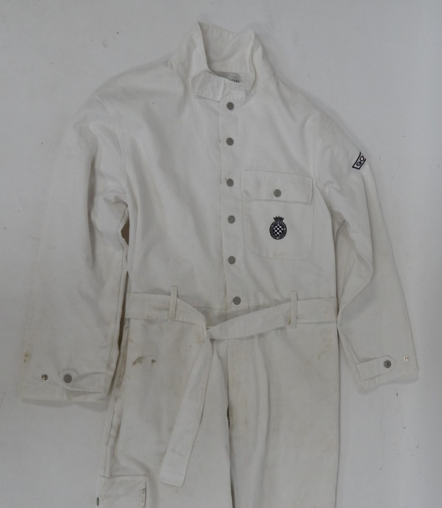 A Goodwood Road Racing Company racing overall suit, in white.
