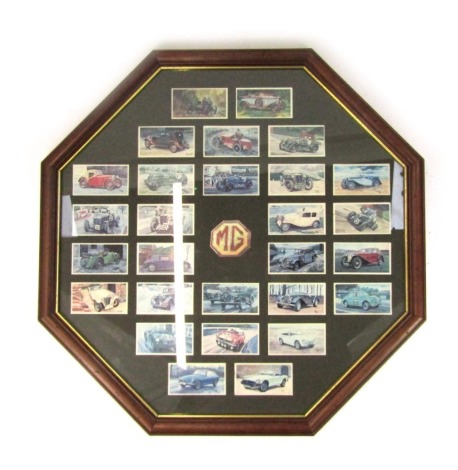 An MG trade card picture, of octagonal form set with Grandee Famous MG Marques Cards, 53cm x 53cm.