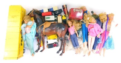 Barbie and diecast, including Barbie, Ken, Barbie's horse, and a Tonka truck and other diecast vehicles, etc. (1 box)