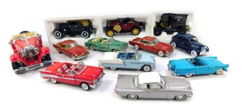 Franklin Mint diecast vehicles, including Studebaker Commander, 1958 Studebaker Golden Hawk, 1913 Ford Model T Police Paddy Wagon, 1935 Mercedes Benz 500K Special Roadster, etc. (a quantity)