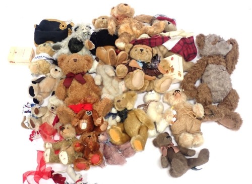 Teddy bears, including Charlie Bears, Gund, Harrison Bear, Basil Bears, and others. (1 box)