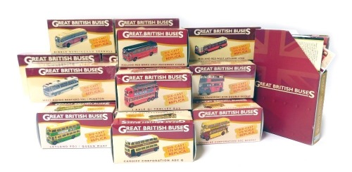 Various Atlas Editions diecast Great British Buses Collection, to include West Riding Bedford Bal/Plaxton, 6cm high, etc. (a quantity, boxed, some in outer plastic wrapping)