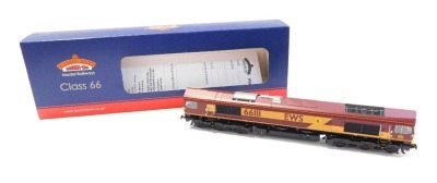 A Bachmann Branchline OO gauge Class 66 diesel locomotive, 66111, EWS livery, produced exclusively for Olivias Trains, 32-725U, boxed.