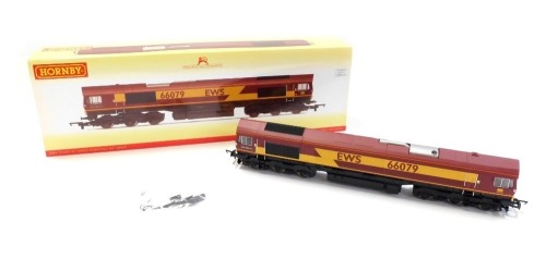 A Hornby OO gauge Class 66 Diesel Locomotive, James Nightall, 66079, In EWS livery, R3487, boxed.