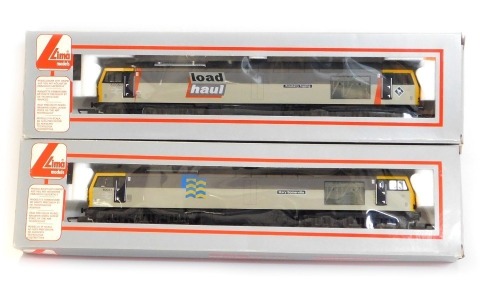 Lima Models OO gauge Class 60 diesel locomotives, comprising 60051 Mary Somerville, BR Petroleum grey, and 60050 Roseberry Topping, Load Haul grey livery, boxed. (2)