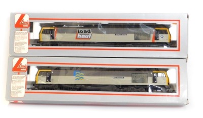 Lima Models OO gauge Class 60 diesel locomotives, comprising 60051 Mary Somerville, BR Petroleum grey, and 60050 Roseberry Topping, Load Haul grey livery, boxed. (2)