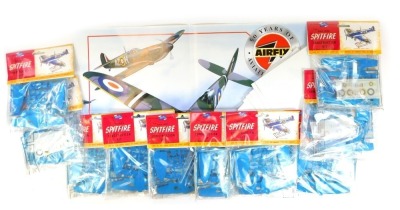 Ten Airfix 50th Anniversary 1:72 scale Spitfire kits, with posters.