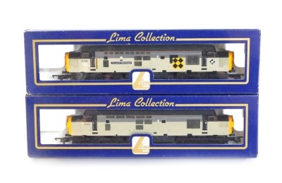 Lima Models OO gauge Class 37 locomotives, comprising 37692 The Lass O' Ballochmyle in Railfreight coal sector livery limited edition 392/500 and 37013 in BR Railfreight triple grey livery, boxed. (2)