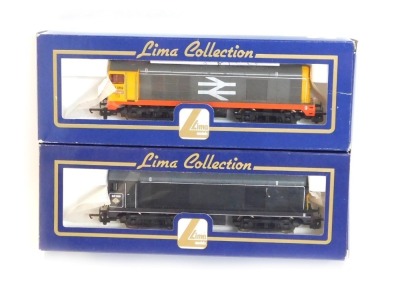 Lima Models OO gauge Class 20 diesel locomotives, comprising 20059 in British Railfreight grey and yellow with red stripe livery, and 20188, Waterman Railways livery with Warning Disc, boxed. (2)