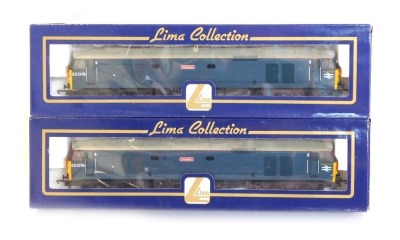 Lima Models OO gauge Class 50 locomotives, comprising 50019 Ramillies in Departmental blue livery, limited edition No 90/600 and 129/600, boxed. (2)