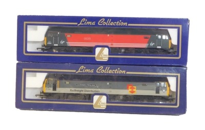 Lima Models OO gauge Class 47 diesel locomotives, comprising 47348 St Christopher's Railway Home in Railfreight Distribution two tone grey livery, and 47814 Totnes Castle in Virgin livery, boxed. (2)