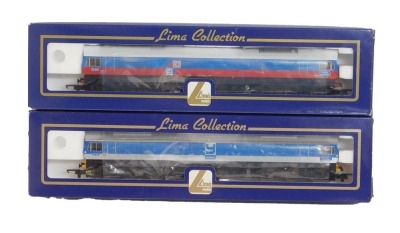 Lima Models OO gauge Class 59 diesel locomotives, comprising 59003 Yeoman Highlander, DB Yeoman livery, and 59005 Kenneth J Painter, Yeoman blue and silver livery, boxed. (2)