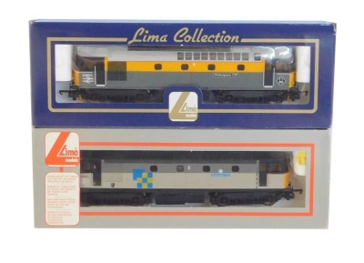 Lima Models OO gauge Class 33 diesel locomotives, comprising 33051 Shakespeare Cliff, BR Departmental Dutch yellow and grey livery, and 35051 Shakespeare Cliff, Railfreight Construction livery, boxed. (2)