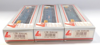 Lima Models OO gauge Class 33 locomotives, comprising D6535 Hertfordshire Rail Tours, BR blue with yellow ends, boxed. (3) - 2