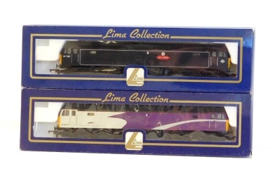 Lima Models OO gauge Class 47 locomotives, comprising 47705 Guy Fawkes in Waterman Railways livery, and 47807, Porterbrook white and purple livery, boxed. (2)