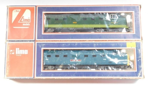 Lima Models OO gauge Class 55 Deltic locomotives, comprising D9003 Meld in BR two tone green, and 9006 The Fife and Forfar Yeomanry, BR blue with yellow ends, boxed. (2)