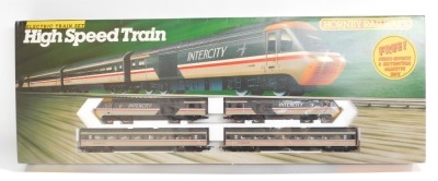 A Hornby OO gauge High Speed Train train set, including 43072 power car, 43051 dummy, 42191 coach and 42192 coach, track, boxed, incomplete.