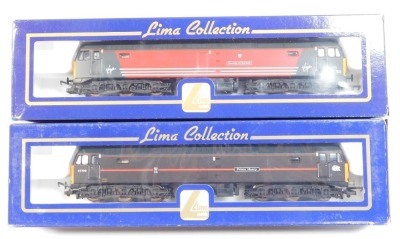 Lima Models Class 47 locomotives, comprising 47799 Prince Henry, EWS Royal livery, and 47702 County of Suffolk, Virgin livery, boxed. (2)