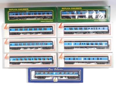 Lima Models and Replica Railways OO gauge coaches, Network Southeast livery, boxed. (9)