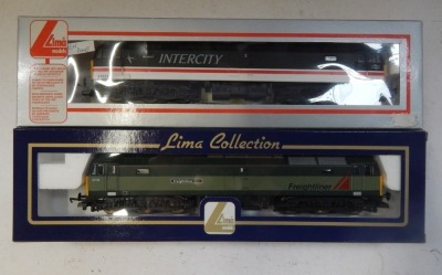 Lima Models OO gauge Class 47 locomotives, comprising 47833, Intercity Swallow livery, and 47114, Freightliner Bulk two tone green livery, boxed. (2) - 2