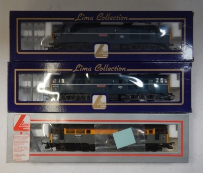 Lima Models OO gauge Class 31 locomotives, including 31116 Rail 1981-1991, Departmental Dutch yellow and grey livery, and 31309 Cricklewood, BR blue livery, boxed. (3) - 2