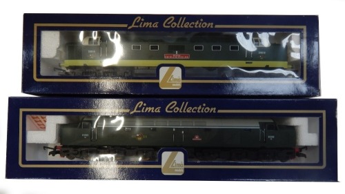 Lima Models OO gauge Class 55 Deltic and Class 40 locomotives, comprising D233 Empress of England, BR green livery, and D9019 Royal Highland Fusilier, BR two tone green, boxed. (2)