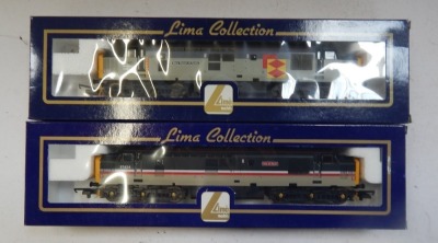 Lima Models OO gauge Class 37 diesel locomotives, comprising 37424 Isle of Mull, BR Mainline livery, and 37401 Mary Queen of Scots, BR Railfreight Distribution livery, boxed. (2) - 2