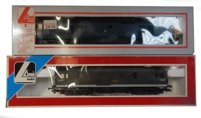 Lima Models OO gauge Class 73 and Class 50 locomotives, comprising E6003, Brunswick Green, and D400, BR blue livery, boxed. (2)