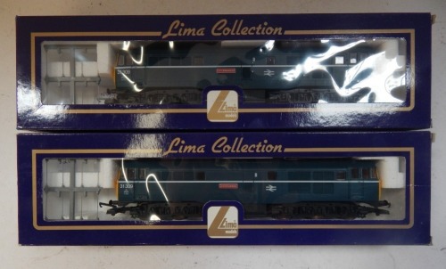 Lima Models OO gauge Class 31 locomotives, 31309 Cricklewood, BR blue with white stripe, boxed. (2)