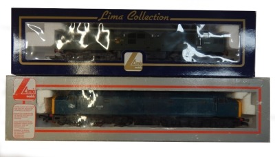 Lima Models OO gauge Class 37 and Class 40 locomotives, comprising D6999, BR green, and 40066, BR blue livery, boxed. (2)