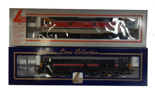 Lima Models OO gauge Class 31 locomotives, comprising 31970 British Rail Research Railway Technical Centre in Derby, and 31452, Fragen Set Railways black with red stripe livery, boxed. (2)