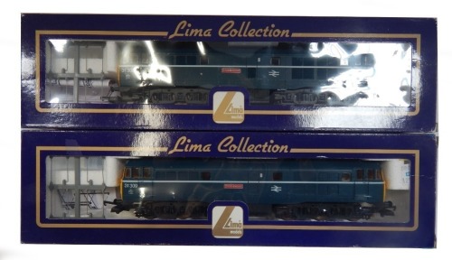 Lima Models OO gauge Class 31 locomotives, comprising 31309 Cricklewood, BR blue with white stripe, boxed. (2)