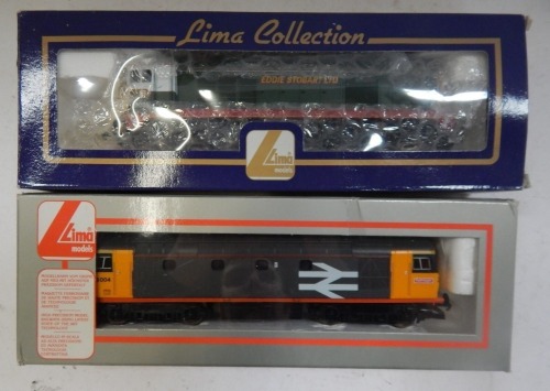 Lima Models OO gauge Class 20 and Class 28 locomotives, comprising 20001 Eddie Stobart Ltd livery, and 28004, Railfreight grey and red stripe livery with large logo, boxed. (2)