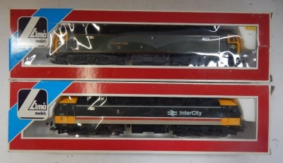 Lima Models OO gauge Class 47 locomotives, comprising 47628 Sir Daniel Gooch, BR Brunswick Green, and 47487, Intercity Mainline livery, boxed. (2)