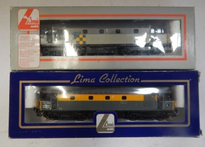 Lima Models OO gauge Class 121 diesel rail cars, comprising 55027, Network Southeast livery, and W55020, BR chocolate and cream livery, boxed. (2)