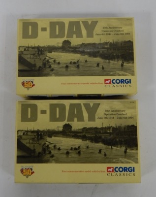 Corgi Classics D Day collectors set 50th Anniversary Operation Overlord June 6th 1944 - June 6th 1994, including double deck tram, Bedford O series van, Morris J van, and Ford Poplar Saloon, boxed. (2) - 2