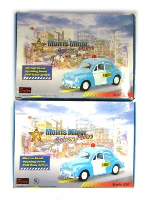 Saico diecast Morris Minor Police Saloons, in retail boxes. (2 boxes)