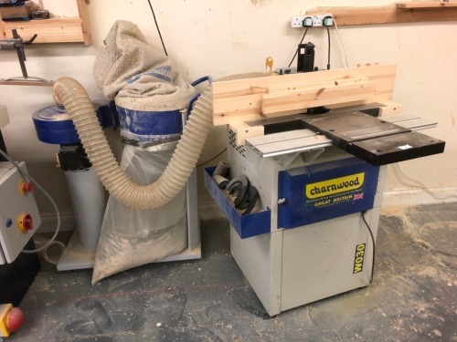 A Charnwood W030 spindle moulder, and Charnwood dust extractor, single phase. Note: VAT is payable on the hammer price of this lot at 20%.