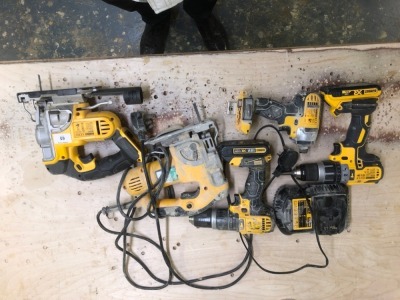 A Workbench and various DeWalt hand tools. Note: VAT is payable on the hammer price of this lot at 20%.