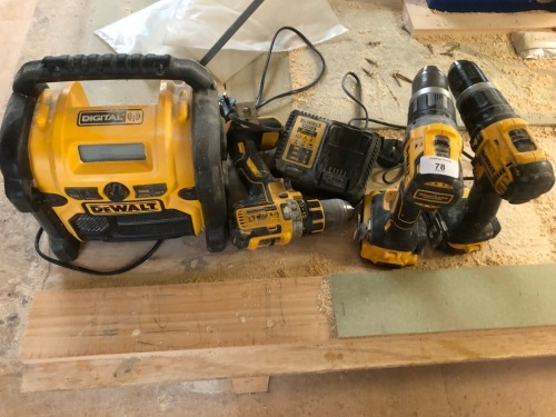 Three DeWalt drills. Note: VAT is payable on the hammer price of this lot at 20%.