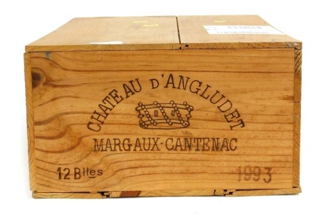 A case of twelve bottles of Chateau d'Angludet Margaux Cantenac 1993.