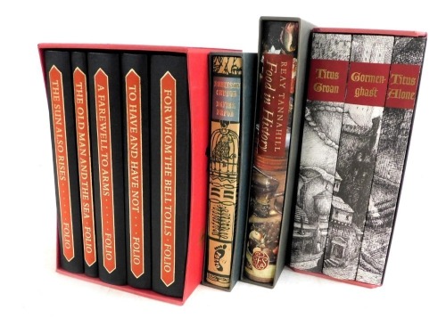 Hemingway (Ernest). A Farewell to Arms and Others, 5 vols, published by The Folio Society, together with Defoe (Daniel) Robinson Crusoe, Tannahill (Reay) Food in History, and Peake (Mervyn) The Gormonghast trilogy, 3 vols, all published by The Folio Socie