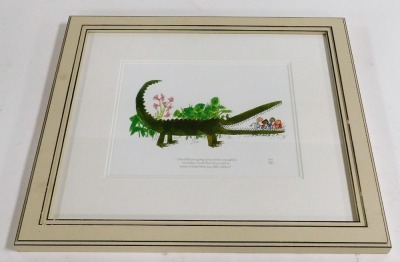 A Roald Dahl official collector's edition print, from Quentin Blake's original book illustrations, depicting The Enormous Crocodile, limited edition 384/595, with certificate verso, 35cm x 39.5cm. - 2